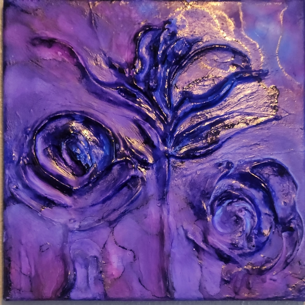 10 x 10 achol ink sculpted painting